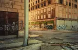 Dawin Meckel, The abandoned Eddystone Hotel and the Harbour Light Center, Detroit, USA,, 2009, Archival inkjet print on aluminium composite panel. Approx