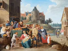 The Seven Works of Mercy by attributed to Thomas van Apshoven, Oil on panel, sold May 2025