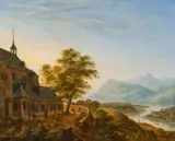 Herman Saftleven, Rhenish Fantasy Landscape with a Church, Oil on panel