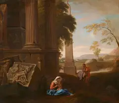 Rest on the Flight into Egypt by French School around 1700, Oil on canvas (relined), sold May 2025