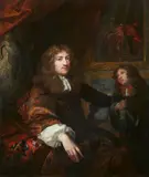copy after Caspar Netscher, Portrait of Pieter Six and a Servant with Game, Oil on canvas (relined)