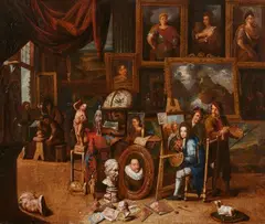 Balthasar van den Bossche, A Painter's Studio, Oil on canvas (relined)