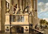 Palace Architecture with Staffage by Netherlandish School of the18th Century, Oil on panel (parquetted), sold May 2025