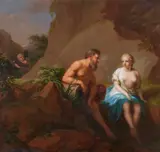 The River God Asopos with his Daughter Aegina by studio of Johann Heinrich Tischbein the Elder, Oil on canvas (relined), sold May 2025