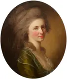 Johann Friedrich August Tischbein, Portrait of the wife of the artist Sophie Tischbein, Oil on canvas, mounted on cardboard