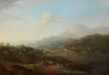 Christian Georg Schütz the Elder, Hilly River Landscape, Oil on canvas (relined)