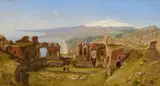 Théodore Caruelle d'Aligny, View of Taormina and the Aethna in the Background, Oil on canvas