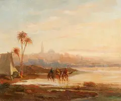 Ippolito Caffi, Bedouins outside the Gates of Jerusalem, Oil on canvas