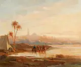 Ippolito Caffi, Bedouins outside the Gates of Jerusalem, Oil on canvas