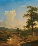 Eugène Verboeckhoven, Ardennes Landscape with a Girl, Oil on panel
