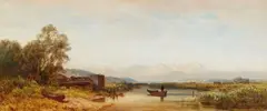 Eduard Schleich the Elder, Lake Chiemsee with an Angler, Oil on panel