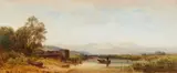 Eduard Schleich the Elder, Lake Chiemsee with an Angler, Oil on panel