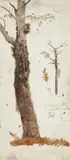 Andreas Achenbach, Tree trunk, Oil on canvas
