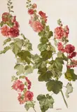 Karl Max Gebhardt, Hollyhocks, Oil on hardboard
