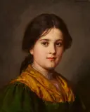 Franz Defregger, Peasant Girl with Necklace, Oil on panel
