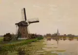 Hans Herrmann, Mill by a Canal, Oil on canvas