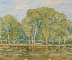 Max Clarenbach, River Bank, Oil on canvas