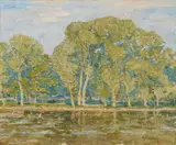 Max Clarenbach, River Bank, Oil on canvas