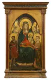 Andrea di Giusto, Madonna and Child, St John the Baptist, St Catherine of Alexandria and two Angels, Tempera on panel