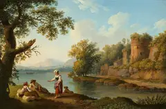 Jacob Philipp Hackert, The River Tiber near Rome, Oil on copper