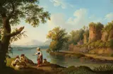 Jacob Philipp Hackert, The River Tiber near Rome, Oil on copper