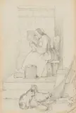Ludwig Richter, Preliminary drawing for the book illustration "The Ugly Duckling", Pencil