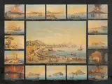Neapolitan School, 19th century, 17 views of Naples and Surroundings on a Black Background, Gouache on thin card