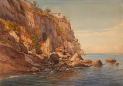 Hermann David Salomon Corrodi, On the Amalfi Coast, Watercolour on laid paper