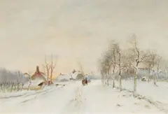 Louis Apol, Winter Landscape, Watercolour over pencil on paper