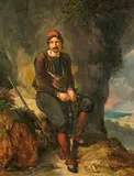 Portrait of a Greek Fighter by Marie Mélanie d’ Hervilly Gohier Hahnemann, Oil on canvas (relined), sold May 2025