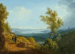 Joseph Moosbrugger, High Trail with a View of Lake Constance, Oil on card