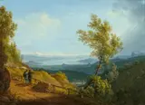 Joseph Moosbrugger, High Trail with a View of Lake Constance, Oil on card