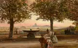 Oswald Achenbach, View of Rome from the Villa Medici, Oil on canvas (relined)