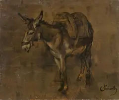 Carl Schuch, Donkey, Oil on canvas (relined)