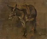 Carl Schuch, Donkey, Oil on canvas (relined)