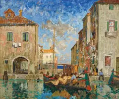 Konstantin Gorbatov, View of Chioggia, Oil on panel