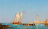 Félix Ziem, Ships and Gondolas in the Venice Lagoon