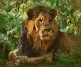 Wilhelm Kuhnert, Resting Lion (Lion in the Green), Oil on canvas