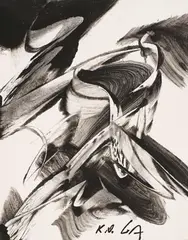 Karl Otto Götz, Schattenschrei, 1992, Gouache on card
