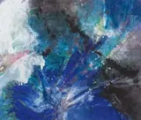 Fred Thieler, Blue sunrise, 1997, Mixed media on canvas