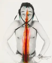 Arnulf Rainer, mit Flamme, 1971, Übermalung: Mixed media on photograp
