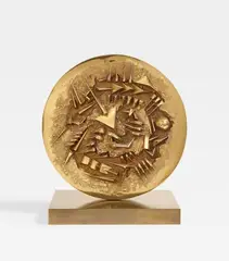 Arnaldo Pomodoro, Ruota, I, studio, 1995, Bronze with golden patina. ⌀