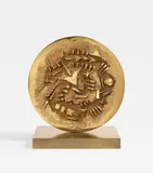 Arnaldo Pomodoro, Ruota, I, studio, 1995, Bronze with golden patina. ⌀