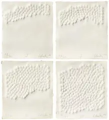 Korrelationen by Günther Uecker, 2000, Serie von 4 Prägedrucken auf handgeschöpftem Bütten, sold Nov 2024