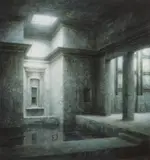 Stefan Hoenerloh, Nightshot of White Cube Gallery, Palladio Room, 2010, Mixed media on canvas on synthetic material