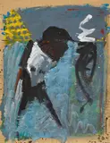 Markus Lüpertz, Rot & Grau dithyrambisch, Gouache on packing paper