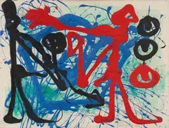 Untitled (From the series: Pentagon) by A. R. Penck, 1980, Dispersion on canvas, sold Nov 2024