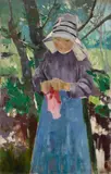Karl Hagemeister, Märkische Sommerlandschaft mit Bäuerin