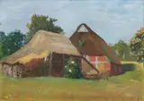 Otto Modersohn, Stall mit Worpsweder Bauernhaus, 1903, Oil on artist's board