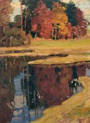 Leo Putz, Herbstlandschaft, 1902, Oil on artist's board